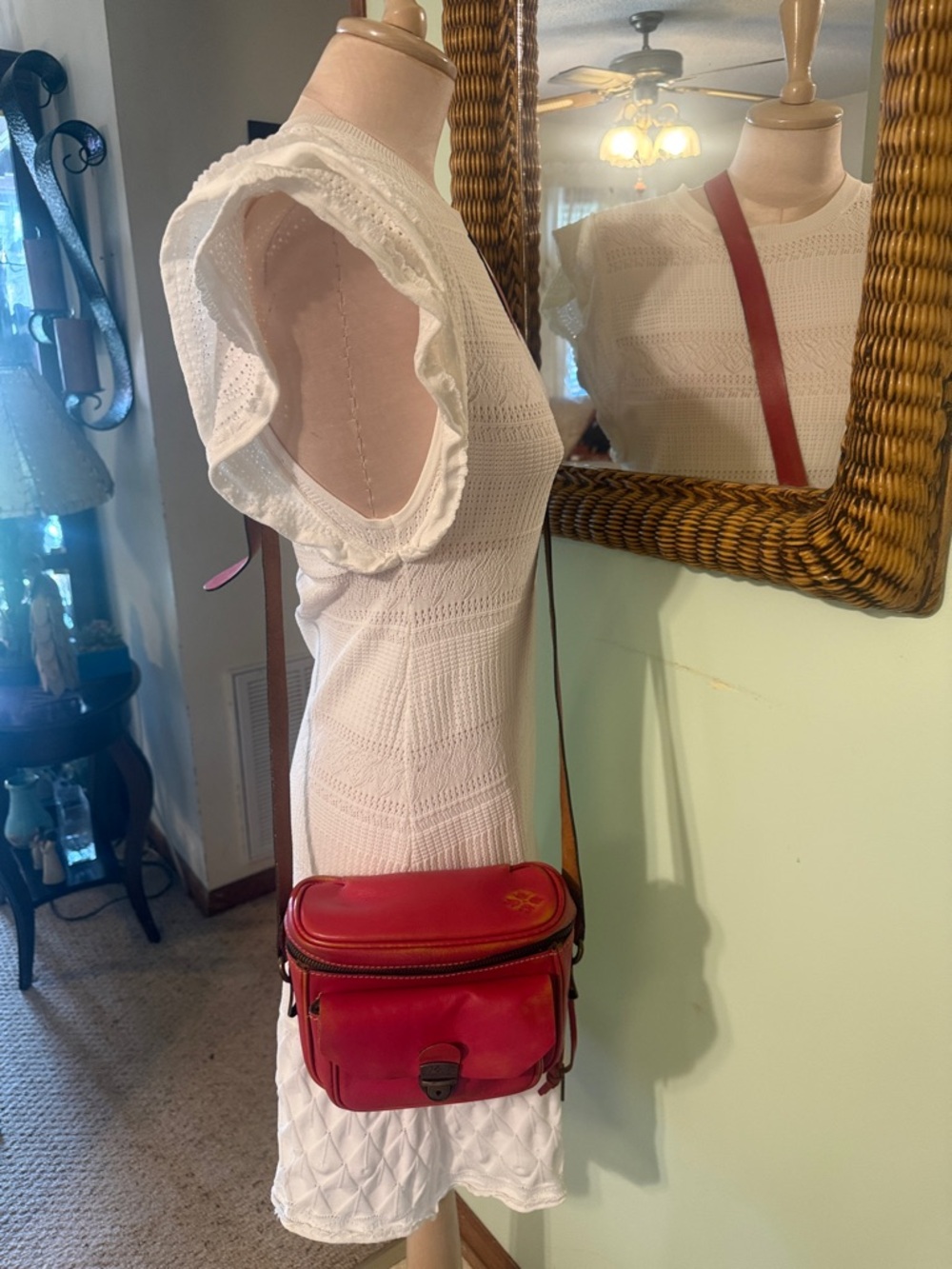 Patricia Nash Red Leather Crossbody with Red Strap